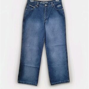 VTG 90s BUM Equipment Hi-Rise Wide Leg Jeans 11/12x32 EXCELLENT 100% Cotton